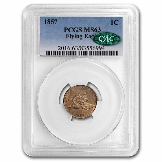 1857 Flying Eagle Cent MS-63 PCGS CAC 1857 Flying Eagle Cent MS-63 PCGS CAC